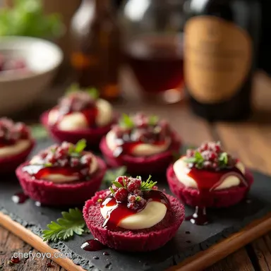 Ruby Red Beetroot Tartlets Easy Valentines Day Party Food Recipe Card