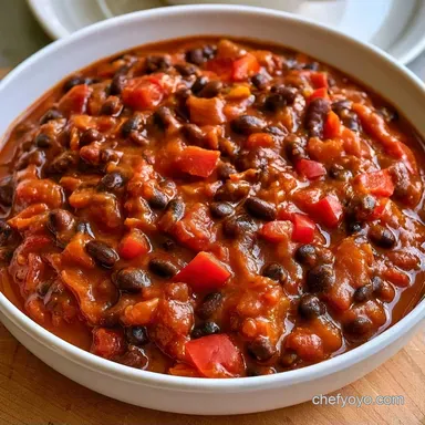 Black Bean Chili for 6 Servings Recipe Card