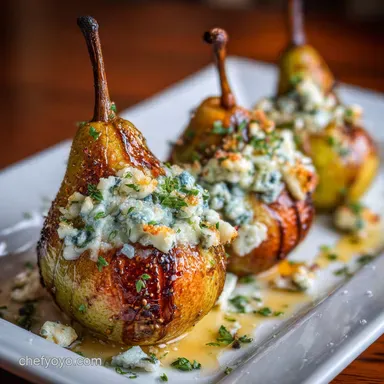 Elegant Blue Cheese Stuffed Pears Recipe | Baked with Walnuts & Honey Recipe Card