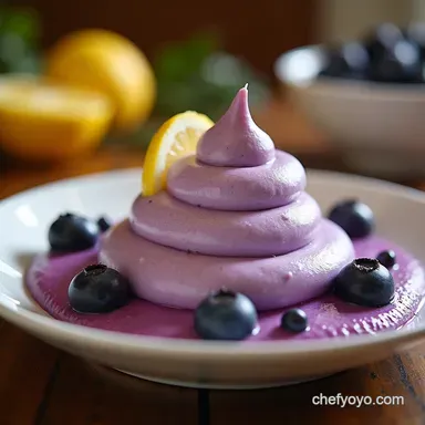 Easy Blueberry Cottage Cheese Mousse with Lemon Swirl Recipe Card
