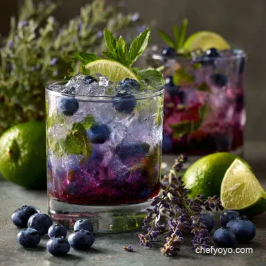 Blueberry Mojitos with Lavender Syrup: Elegant Garden Party Refresher Recipe Card
