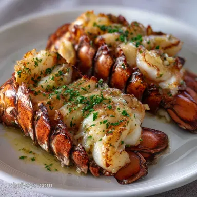 Lobster Tail Broiled Split with Garlic-Herb Butter, Fast Recipe Card