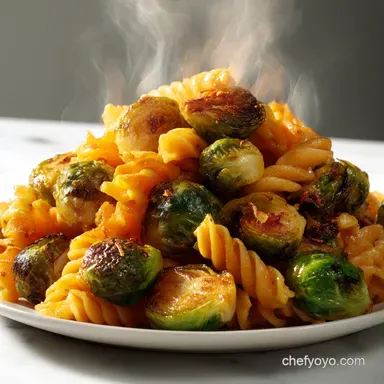 Brussels Sprouts Butternut Squash Pasta with Sage Brown Butter Sauce Recipe Card