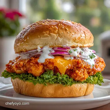 Buffalo Chicken Sandwich: Crispy Baked Recipe Card