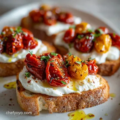 Burrata Bruschetta in 25 Minutes: Roasted Tomatoes & Creamy Cheese Recipe Card