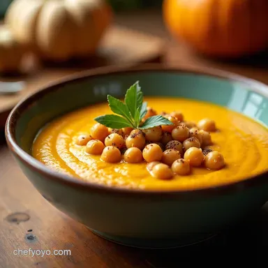 High Protein Butternut Squash Soup Autumn Chickpea Power Recipe Card