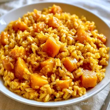 Butternut Squash Rice Skillet One-Pot Recipe Card