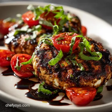 Caprese Chicken Burgers Juicy Grilled Patties with Balsamic Glaze Recipe Card