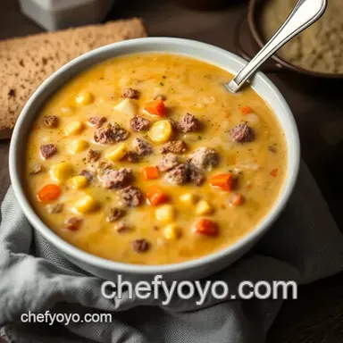 Delicious Cheeseburger Chowder Soup: My Family's Cozy Favourite Recipe Card