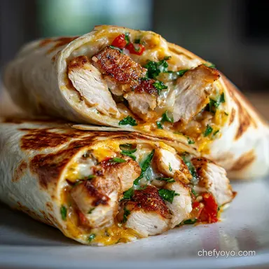 Cheesy Garlic Chicken Wraps Recipe | 20 Min Recipe Card