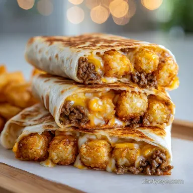 Cheesy Potato Burritos with Tater Tots Recipe Card