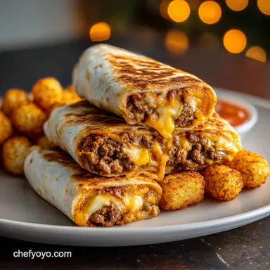Cheesy Potato Burritos with Tater Tots