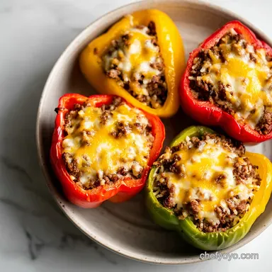 Stuffed Bell Peppers with Ground Beef Recipe Card
