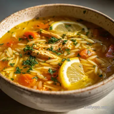 Chicken Orzo Soup in 40 Minutes | Creamy Lemon Recipe Card