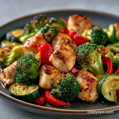 Chicken Roasted Veggie Bowl in 35 Minutes Recipe Card