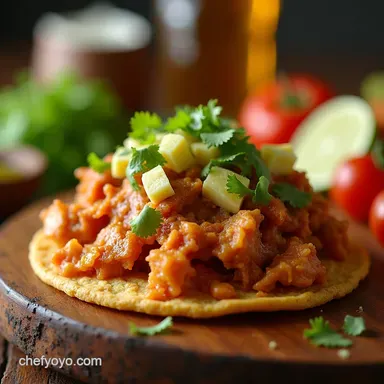Cinco de Mayo Party Food Chicken Tinga Tostada Fiesta Recipe Card