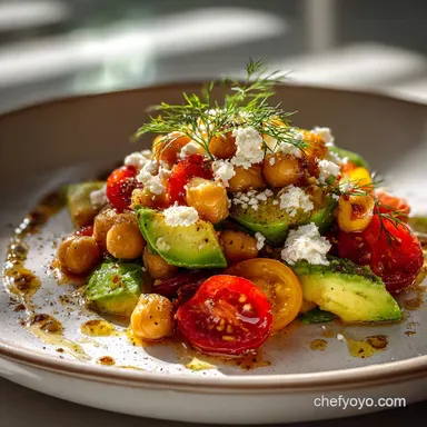 Chickpea Feta Avocado Salad: Ready in 15 Minutes Recipe Card
