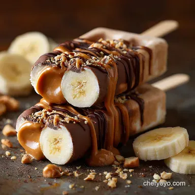 Chocolate Peanut Butter Banana Yogurt Pops Healthy Creamy Easy Recipe Card