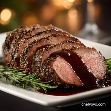 Christmas Main Courses: Herb-Crusted Sirloin Roast Port Jus Recipe Card