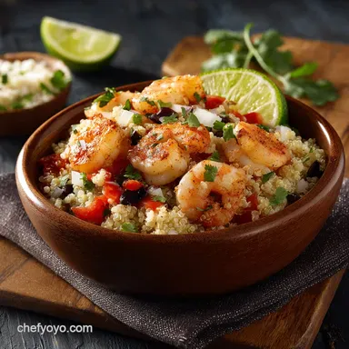 Cilantro Lime Quinoa Bowls with Shrimp Quick, Zesty, Healthy Lunch Recipe Card