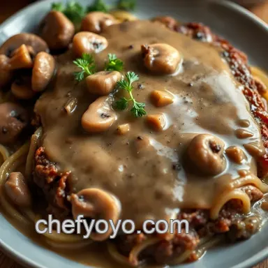 My Family's Favorite Classic Salisbury Steak with Savory Mushroom Gravy Recipe Card
