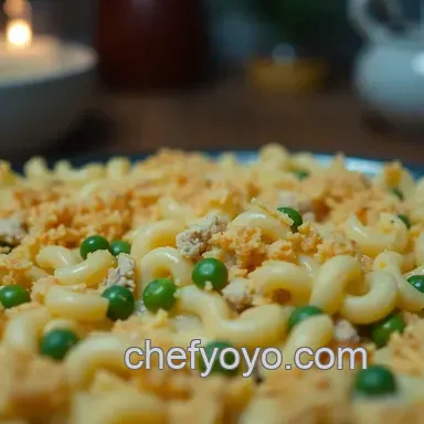 Classic Tuna Casserole Recipe: A Family Favorite with Crunchy Topping Recipe Card