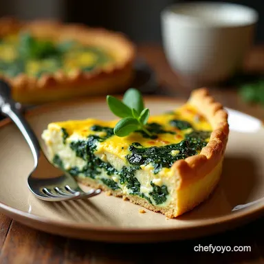 The No Fuss Florentine Cottage Cheese Spinach Crustless Quiche Recipe Card