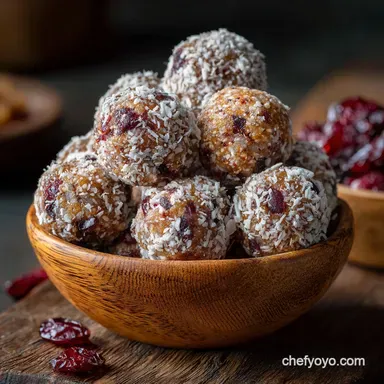 Cranberry Vanilla Energy Bites Healthy NoBake Meal Prep Power Balls Recipe Card