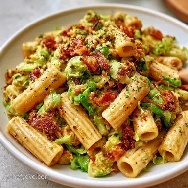 Creamy Brussels Sprouts Pasta with Bacon