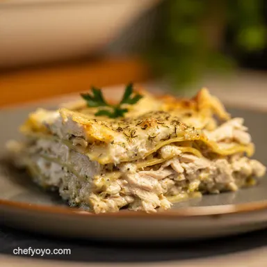 Creamy Chicken Lasagna An Elevated Comfort Food Classic Recipe Card