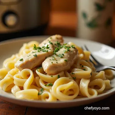 Easy Slow Cooker Chicken Alfredo Crockpot Creamy Dream Recipe Card