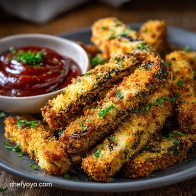 Breaded Eggplant Sticks: Ultra-Crispy Baked Fries (Not Soggy!) Recipe Card