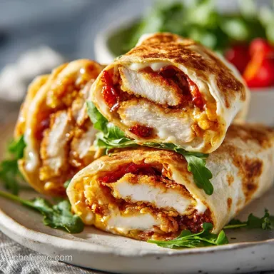 Crispy Air Fryer Chicken Mozzarella Wraps in 20 Minutes Recipe Card
