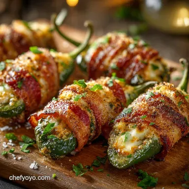 BaconWrapped Stuffed Jalape&ntilde;o Peppers UltraCrispy Oven Recipe Recipe Card