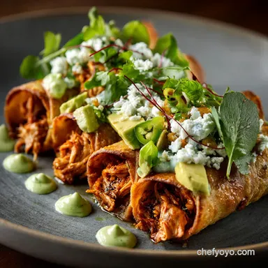 Ultimate Crispy Chicken Tinga Taquitos Recipe Zesty Avocado Crema Recipe Card