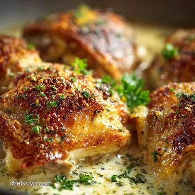 Foolproof Creamy Oven Baked Chicken Thighs Crisp Skin Recipe Recipe Card