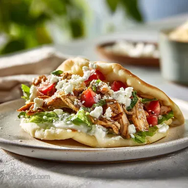 Crockpot Greek Chicken Pitas with Tzatziki Recipe Card