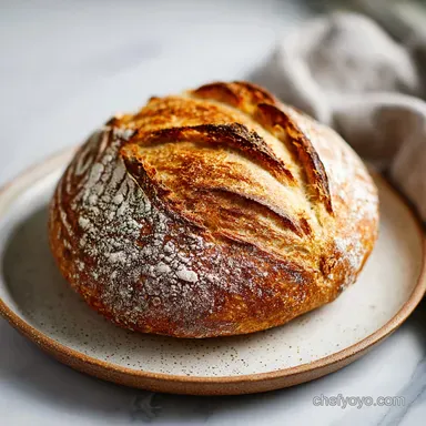 Crusty Artisan Bread with 18 Hour Fermentation for 10 Servings Recipe Card