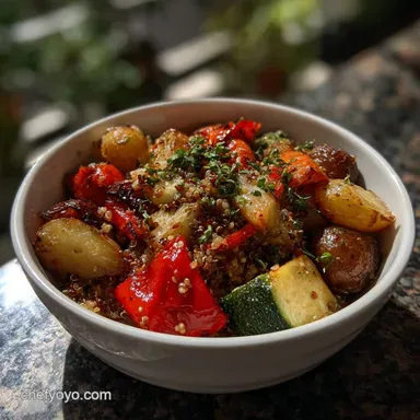 Daniel Fast Food Recipe with Quinoa and Roasted Vegetables: Oven-Only Recipe Card
