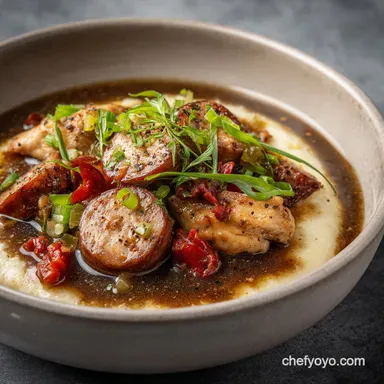 Gumbo: Classic Dark Roux Chicken and Sausage Recipe Recipe Card