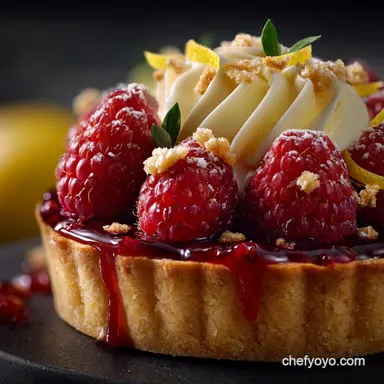 Desserts: Decadent Lemon Raspberry Tart Recipe Recipe Card