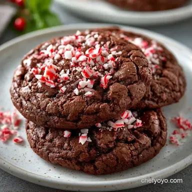 Fudgy Double Chocolate Peppermint Cookies Recipe Card