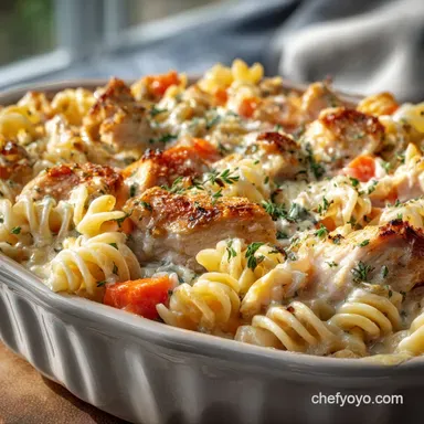 Light and Flavorful Chicken Pot Pie Pasta Easy Casserole Bake Recipe Card