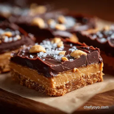 Resese Squares: Decadent No-Bake Peanut Butter Chocolate Bars Recipe Card