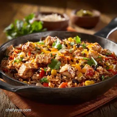 Southwest Turkey Vegetable and Rice Skillet Quick OnePan Meal Recipe Card