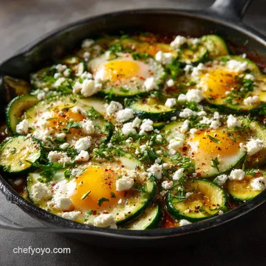 Feta Eggs with Zucchini: Easy Clean Eating Skillet Recipe in 25 Mins Recipe Card