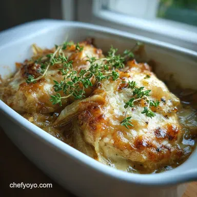 French Onion Chicken Casserole Recipe: Crispy Baked Recipe Card