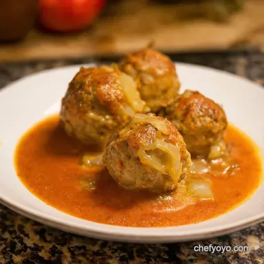 French Onion Meatballs Gruy&egrave;re Bliss in Every Bite Recipe Card