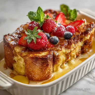 French Toast Casserole: Overnight Prep & Baked Recipe Card
