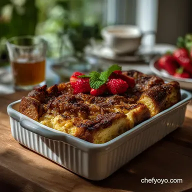 French Toast Casserole Overnight Prep Baked Recipe Card